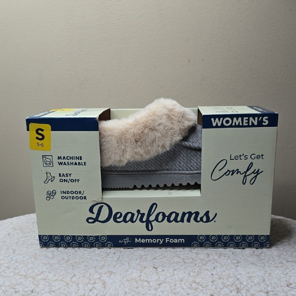 Dearfoams Women's Slippers Light Heather Grey Memory Foam